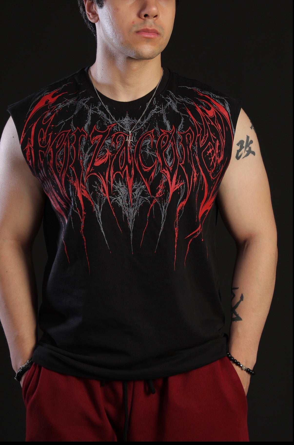 Dragon Oversized Sleeveless T-Shirt  [HEAVENLY RED]