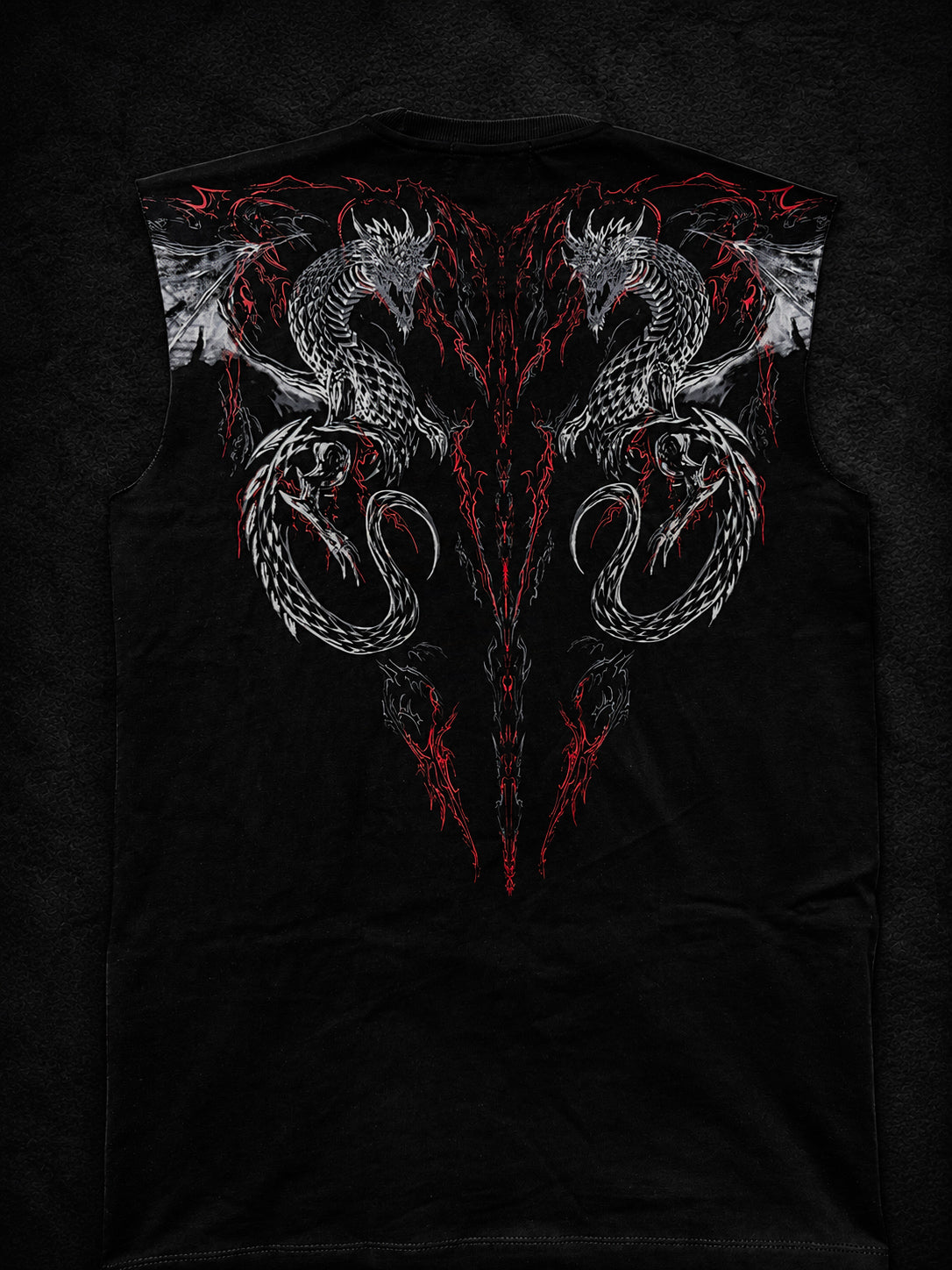 Dragon Oversized Sleeveless T-Shirt  [HEAVENLY RED]