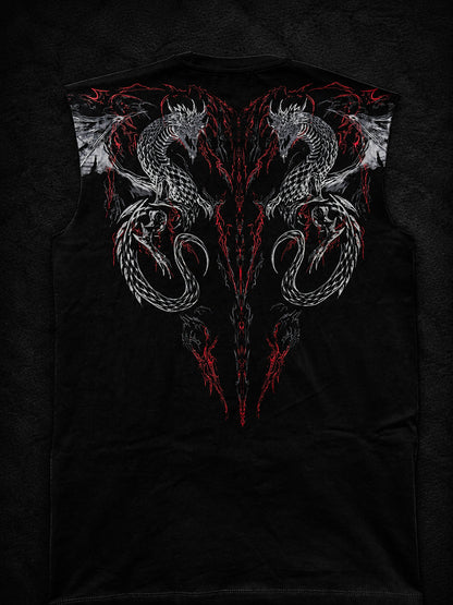 Dragon Oversized Sleeveless T-Shirt  [HEAVENLY RED]
