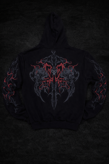 Nocturne Oversize Zip Hoodie Blood  Red