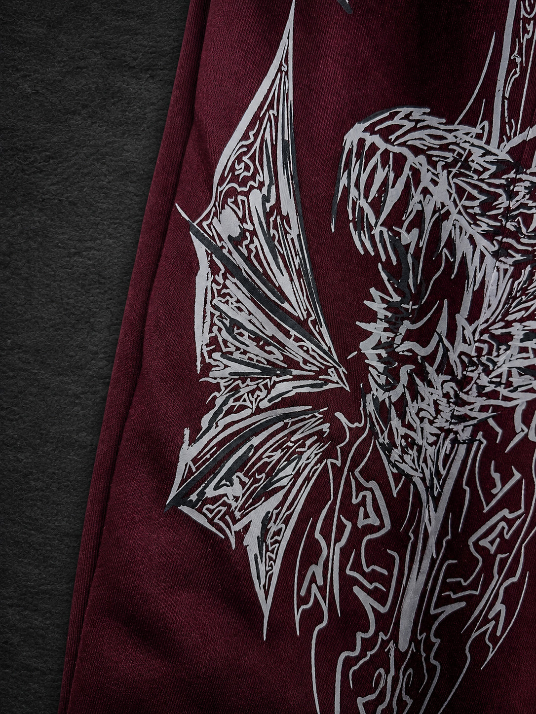 Dragon Baggy Sweatpants [DEEP RED]