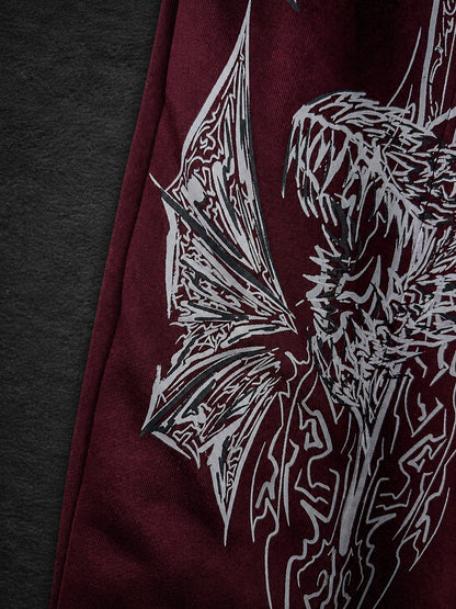 Dragon Baggy Sweatpants [DEEP RED]