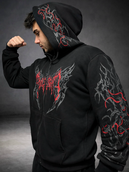 Nocturne Oversize Zip Hoodie Blood  Red