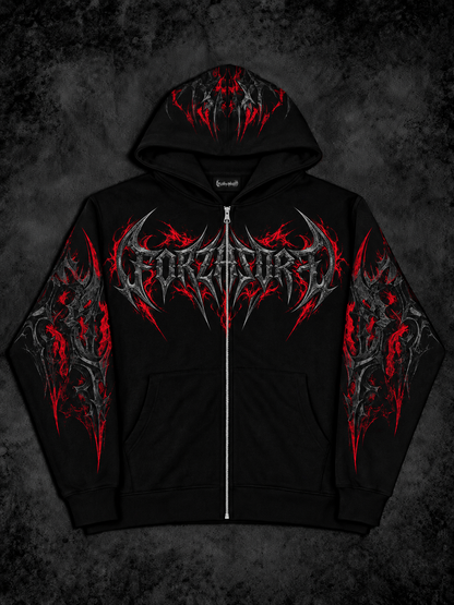 Eclipse Oversized zip-up Hoodie [CRIMSON RED]