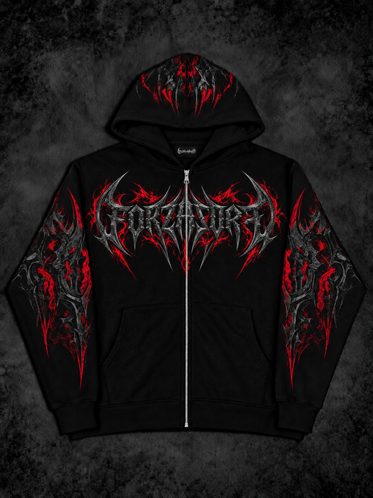 Eclipse Oversized zip-up Hoodie [CRIMSON RED]