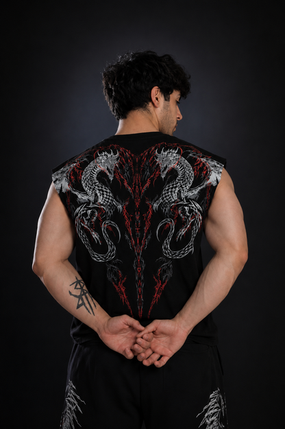 Dragon Oversized Sleeveless T-Shirt  [HEAVENLY RED]