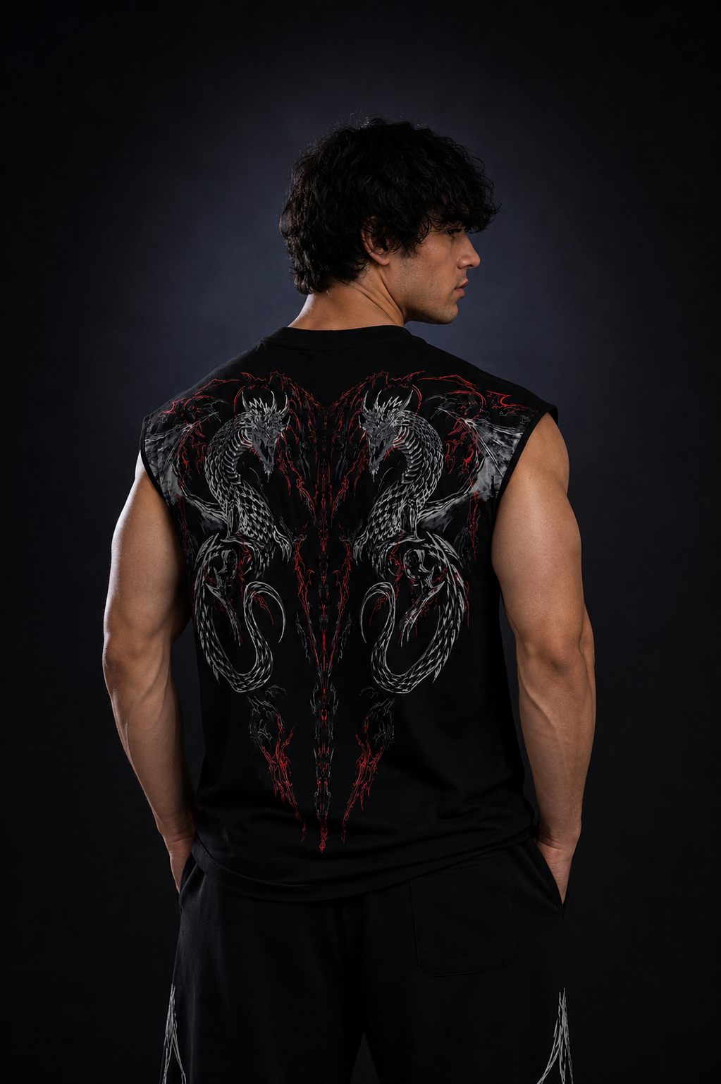 Dragon Oversized Sleeveless T-Shirt  [HEAVENLY RED]