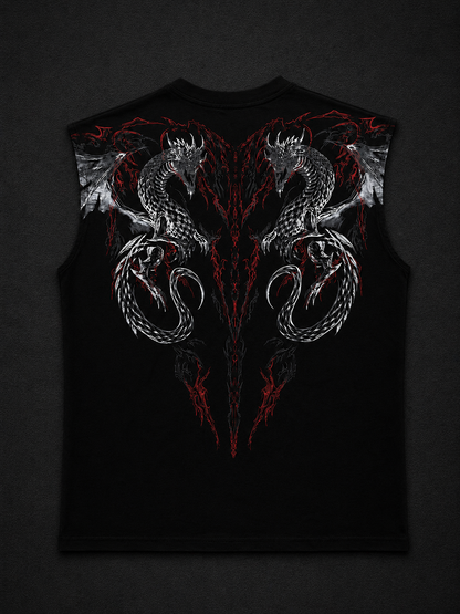 Dragon Oversized Sleeveless T-Shirt  [HEAVENLY RED]