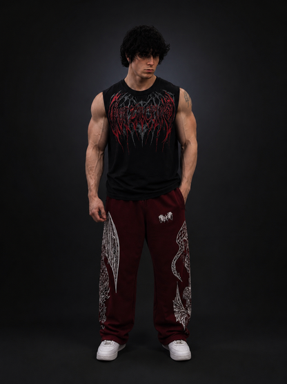 Dragon Baggy Sweatpants [DEEP RED]