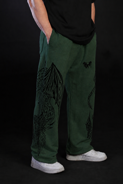 Dragon Baggy Sweatpants [DARK OLIVE GREEN]